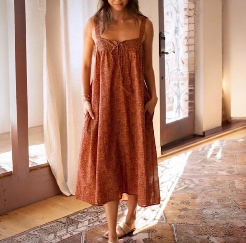 Natural Life Cara floral paisley midi summer dress women's size L/XL